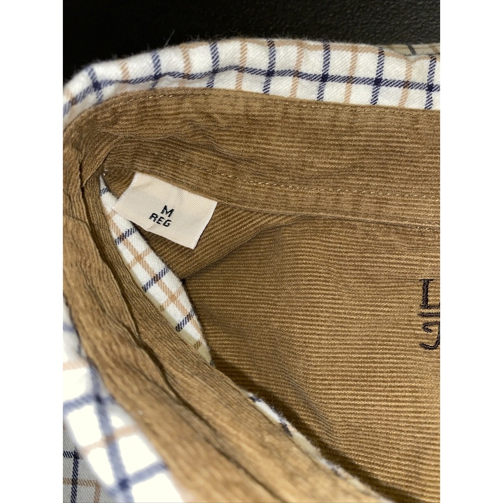 LL Bean Town Field Plaid Button Down Corduroy Cuff Long Sleeve Shirt Men Medium - Picture 14 of 14